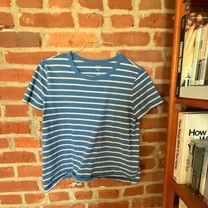 GAP Blue and White Striped Short Sleeve Tee
